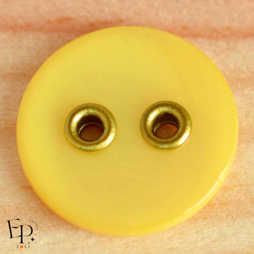 Bouton Nacre Jaune 18 mm Bouton Nacre Jaune 18 mm
