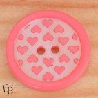 Bouton Nacre Coeurs Rose 18 mm