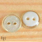 Bouton translucide Paillettes Argentées 10 mm - Face et dos