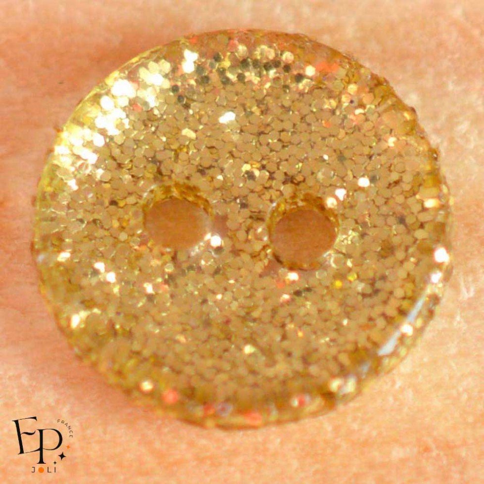 Bouton Paillettes Dorées 10 mm Bouton Paillettes Dorées 10 mm