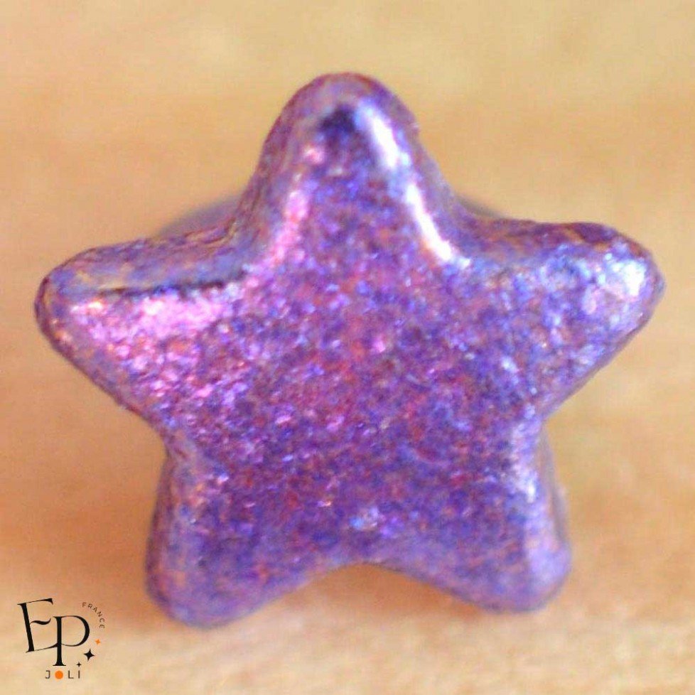 Bouton Métallisé Etoile Violet à queue 8 mm Bouton Métallisé Etoile Violet à queue 8 mm