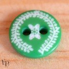 Bouton Vert gravé Rameau Papillon 12 mm
