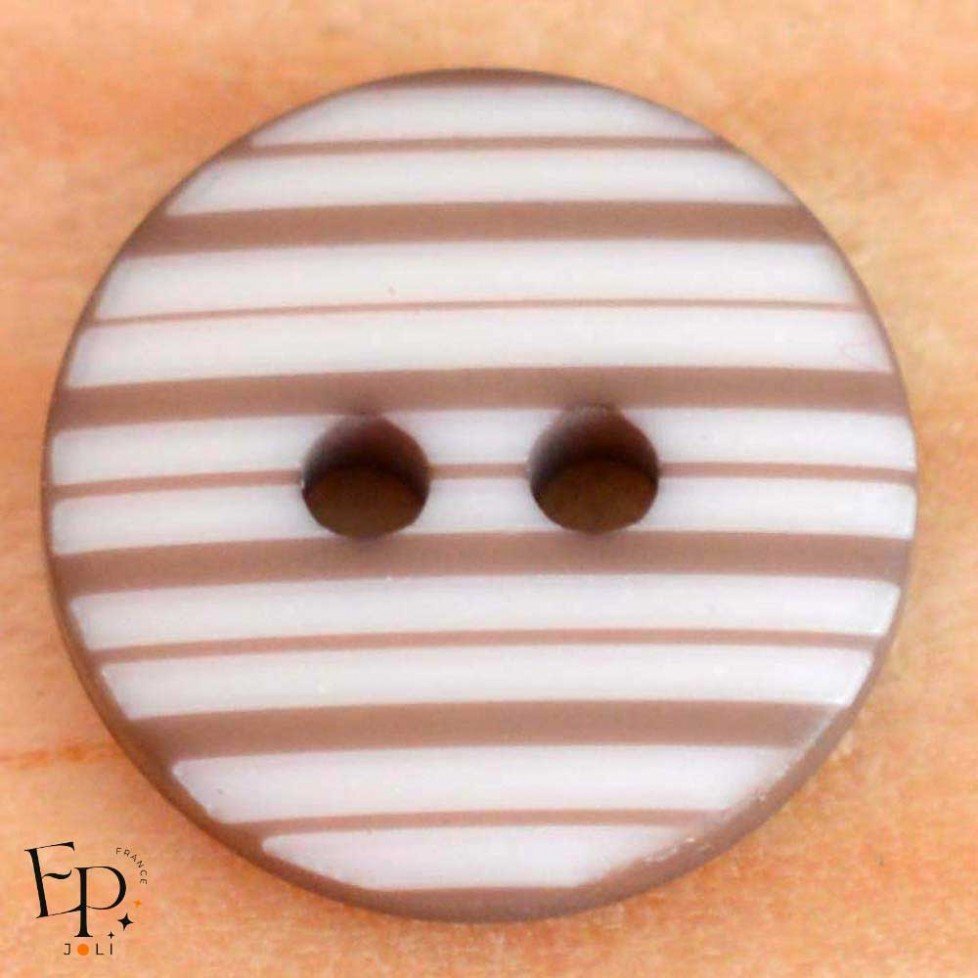 Bouton Rayures Marron Blanc 12 mm Bouton Rayures Marron Blanc 12 mm