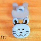 Bouton Doudou Lapin Chat Bleu à queue 13 mm - détail face et dos