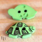Bouton Tortue Verte 15 mm - Face et dos