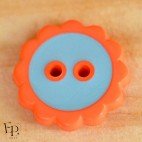 Bouton Tournesol Rose orangé Bleu gris  12 mm