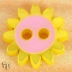 Bouton Fleur Soleil Rose Jaune 12 mm