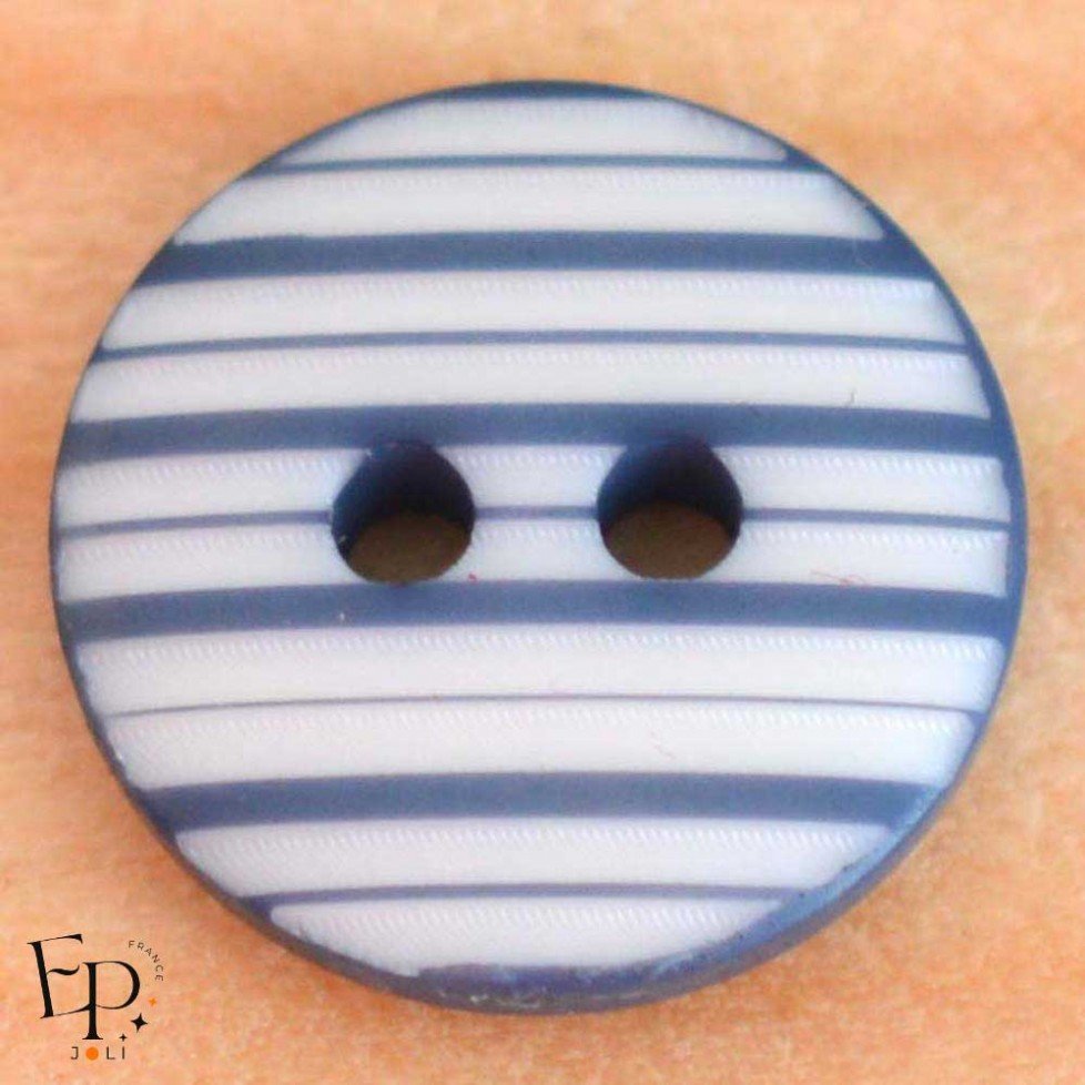 Bouton Rayures Bleu Blanc 12 mm Bouton Rayures Bleu Blanc 12 mm