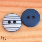 Bouton Rayures Bleu Blanc 12 mm - Face et dos