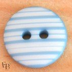 Bouton Rayures Bleu clair Blanc 12 mm