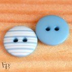 Bouton Rayures Bleu clair Blanc 12 mm - Face et dos