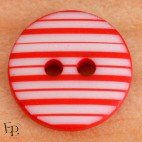 Bouton Rayures Rouge Blanc 12 mm