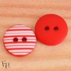 Bouton Rayures Rouge Blanc 12 mm - Face et dos