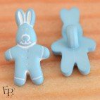 Bouton Lapin Bleu ciel à queue 18 mm - Face et dos