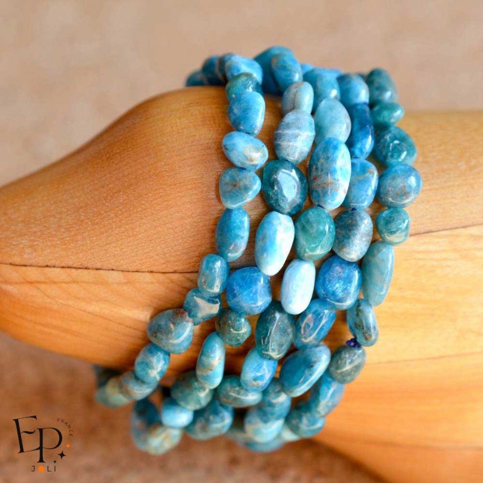 Bracelet Apatite bleue pierre naturelle roulée - Pierre de taille petite et moyenne - 5 unités Bracelet Apatite bleue pierre naturelle roulée - Pierre de taille petite et moyenne - 5 unités
