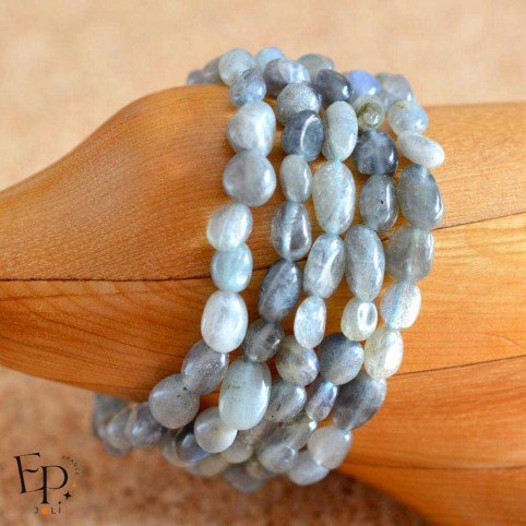 Bracelet en Labradorite roulée, pierre naturelle - Femme Homme - Lithothérapie - Pierre de taille moyenne - 5 unités