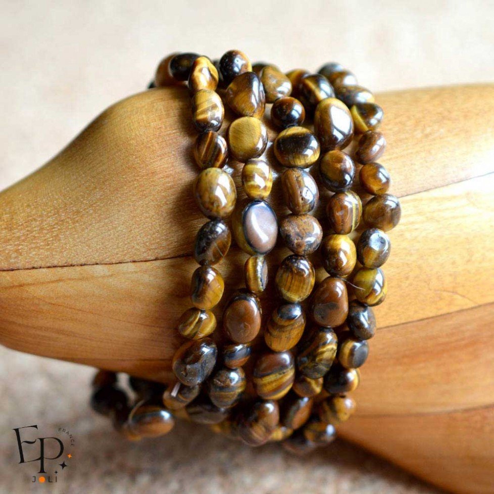 Bracelet Oeil de Tigre pierre naturelle roulée - Pierre de taille petite et moyenne - 5 unités Bracelet Oeil de Tigre pierre naturelle roulée - Pierre de taille petite et moyenne - 5 unités