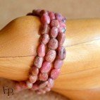 Bracelet Rhodonite pierre naturelle roulée - Pierre de taille moyenne - 3 unités