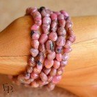 Bracelet Rhodonite pierre naturelle roulée - Pierre de taille petite et moyenne - 5 unités