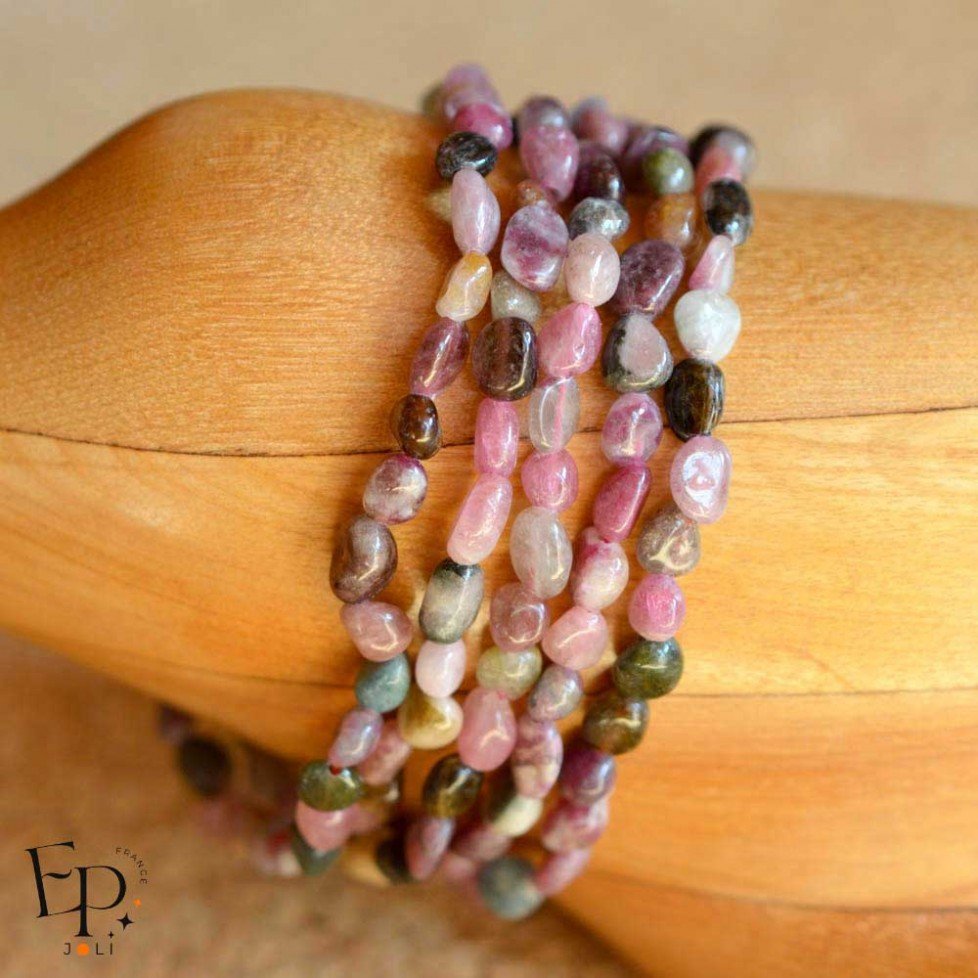 Bracelet Tourmaline multicolore pierre naturelle roulée - Pierre de petite taille - 5 unités Bracelet Tourmaline multicolore pierre naturelle roulée - Pierre de petite taille - 5 unités