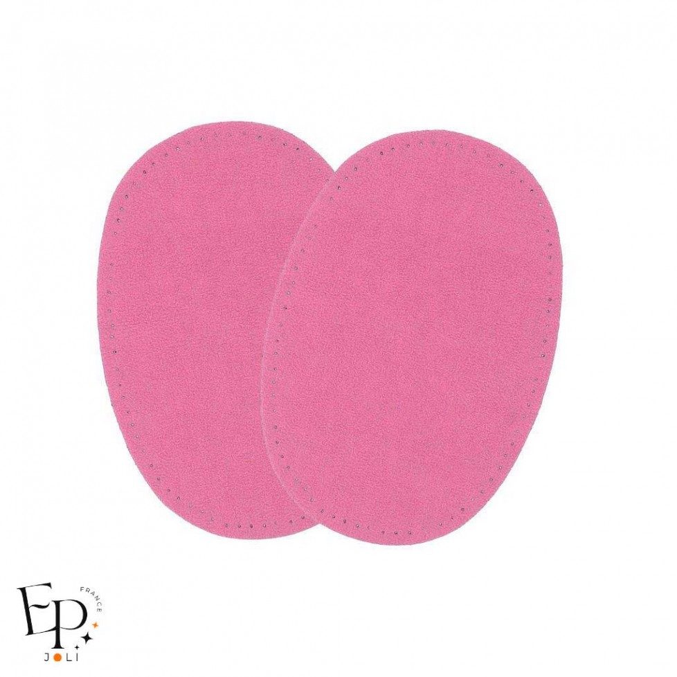 Genouillère & Coudière x 2 marque Bohin - Ovale Adulte Thermocollant - Suédine Rose