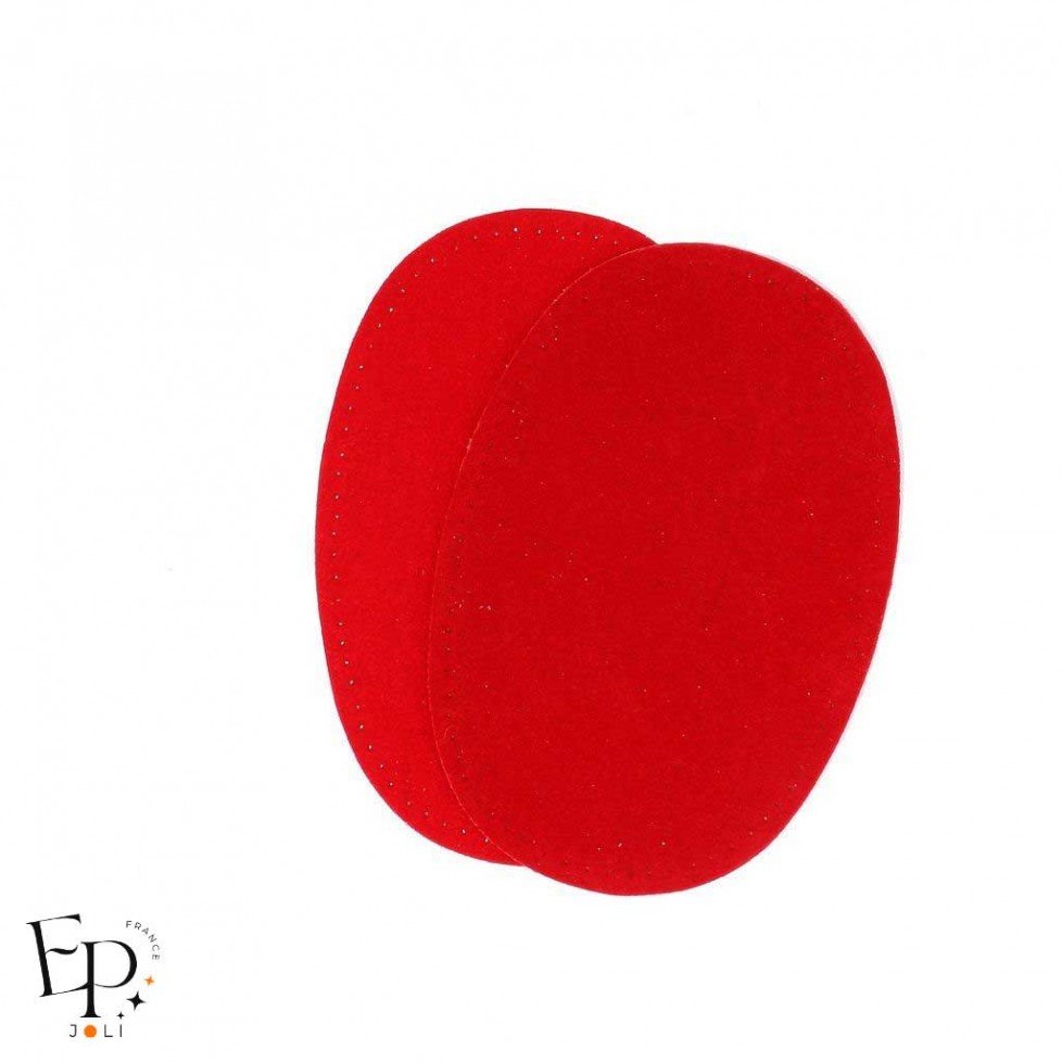 Genouillère & Coudière x 2 marque Bohin - Ovale Adulte Thermocollant - Suédine Rouge Genouillère & Coudière x 2 marque Bohin - Ovale Adulte Thermocollant - Suédine Rouge