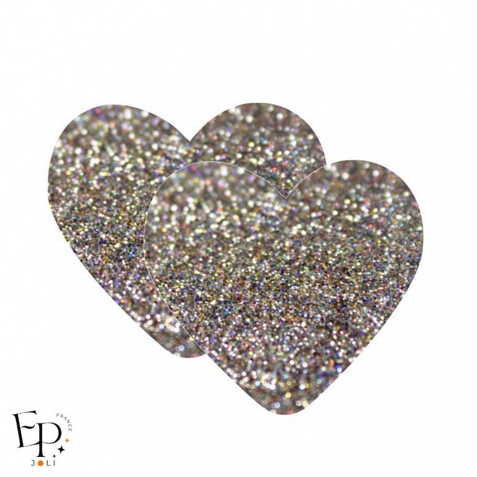 Genouillère & Coudière x 2 - Coeur Enfant Thermocollant - Argent multicolore Pailleté Star Genouillère & Coudière x 2 - Coeur Enfant Thermocollant - Argent multicolore Pailleté Star
