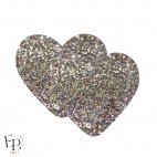 Genouillère & Coudière x 2 - Coeur Enfant Thermocollant - Argent multicolore Pailleté Star