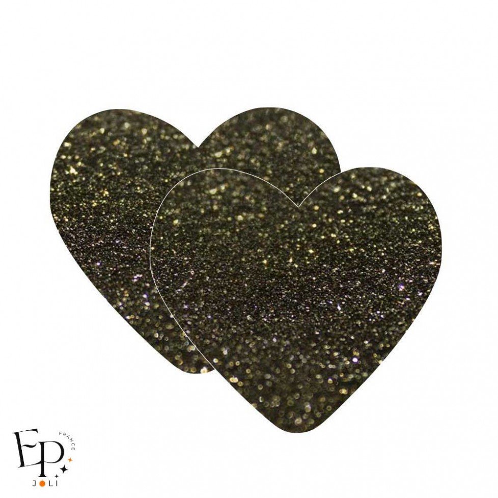Genouillère & Coudière x 2 - Coeur Enfant Thermocollant - Noir doré Pailleté Star Genouillère & Coudière x 2 - Coeur Enfant Thermocollant - Noir doré Pailleté Star