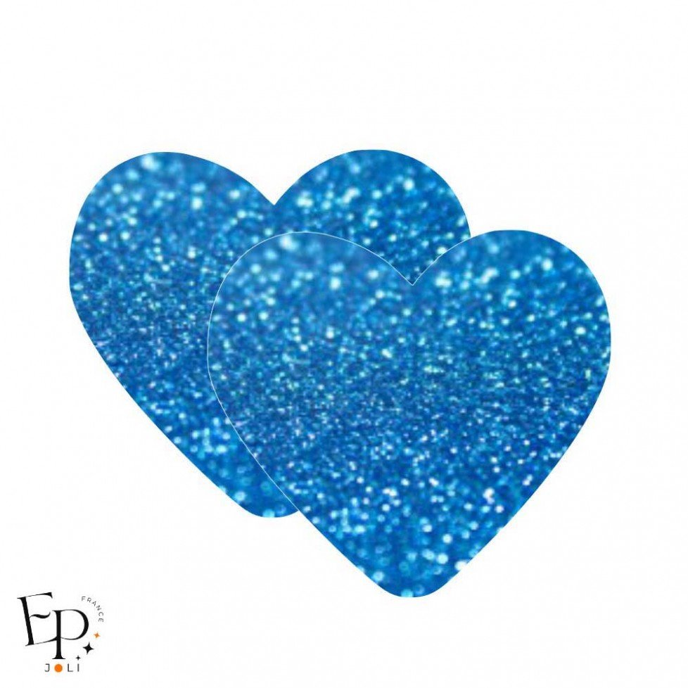 Genouillère & Coudière x 2 - Coeur Enfant Thermocollant - Bleu clair Pailleté Star Genouillère & Coudière x 2 - Coeur Enfant Thermocollant - Bleu clair Pailleté Star
