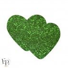 Genouillère & Coudière x 2 - Coeur Enfant Thermocollant - Vert Pailleté Star