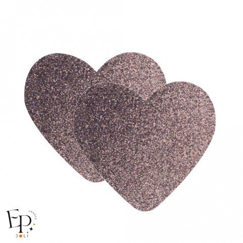 Genouillère & Coudière x 2 - Coeur Adulte Thermocollant - Or rose Pailleté Rosé Star