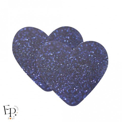 Genouillère & Coudière x 2 - Coeur Adulte Thermocollant - Bleu marine Pailleté Star