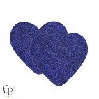 Genouillère & Coudière x 2 - Coeur Adulte Thermocollant - Bleu roi Pailleté Star