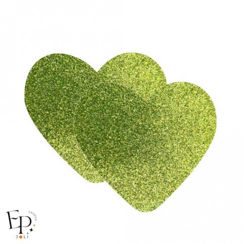 Genouillère & Coudière x 2 - Coeur Adulte Thermocollant - Vert citron e Pailleté Jaune Star