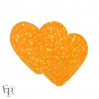Genouillère & Coudière x 2 - Coeur Adulte Thermocollant - Orange fluo Pailleté Jaune Star