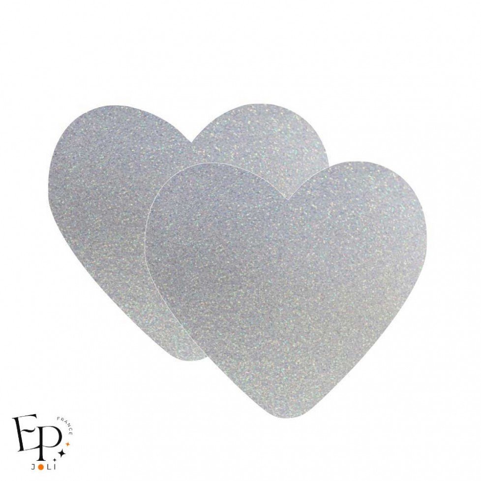 Genouillère & Coudière x 2 - Coeur Adulte Thermocollant - Blanc Pailleté Star Genouillère & Coudière x 2 - Coeur Adulte Thermocollant - Blanc Pailleté Star