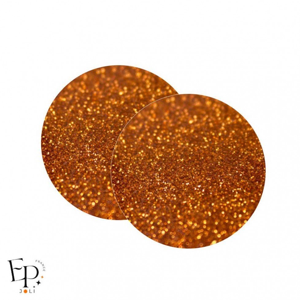Genouillère & Coudière x 2 - Rond Enfant Thermocollant - Orange cuivré Pailleté Star