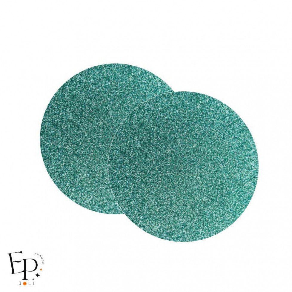 Genouillère & Coudière x 2 - Rond Enfant Thermocollant - Bleu jade Pailleté Star Genouillère & Coudière x 2 - Rond Enfant Thermocollant - Bleu jade Pailleté Star
