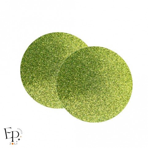 Genouillère & Coudière x 2 - Rond Enfant Thermocollant - Vert Citron Pailleté Jaune Star