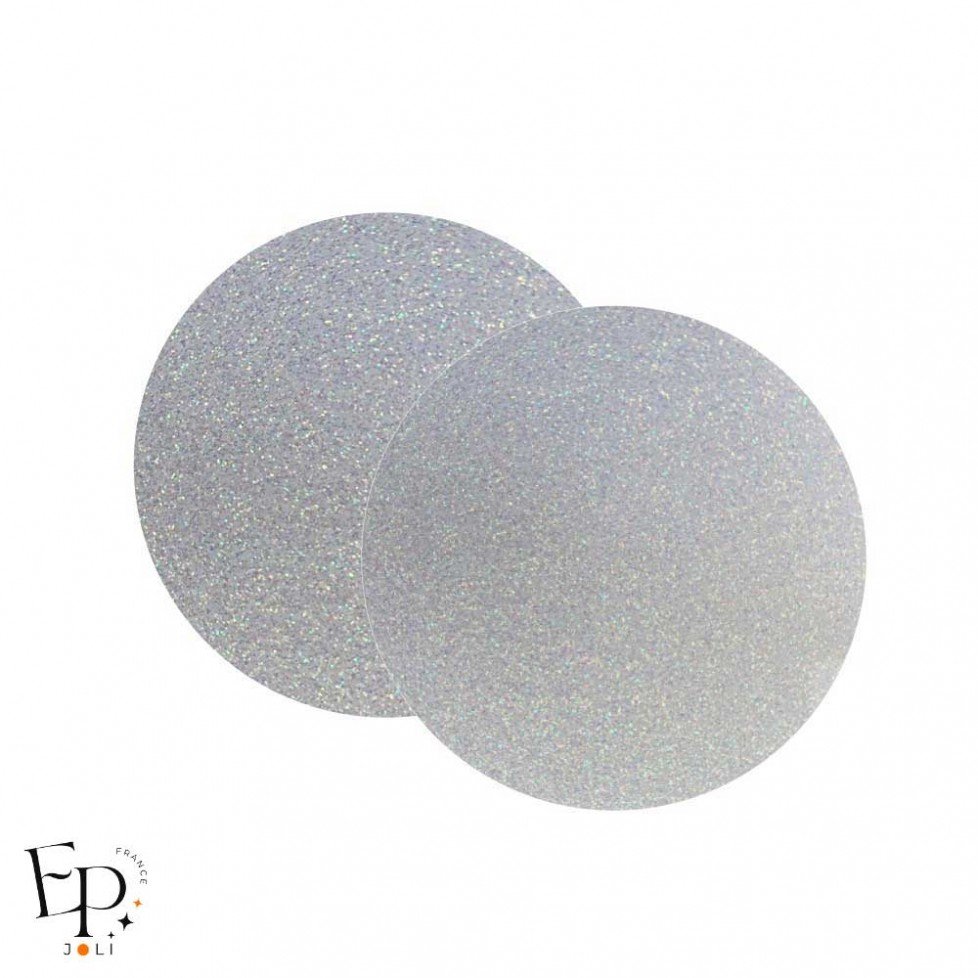 Genouillère & Coudière x 2 - Rond Enfant Thermocollant - Blanc Pailleté Star Genouillère & Coudière x 2 - Rond Enfant Thermocollant - Blanc Pailleté Star
