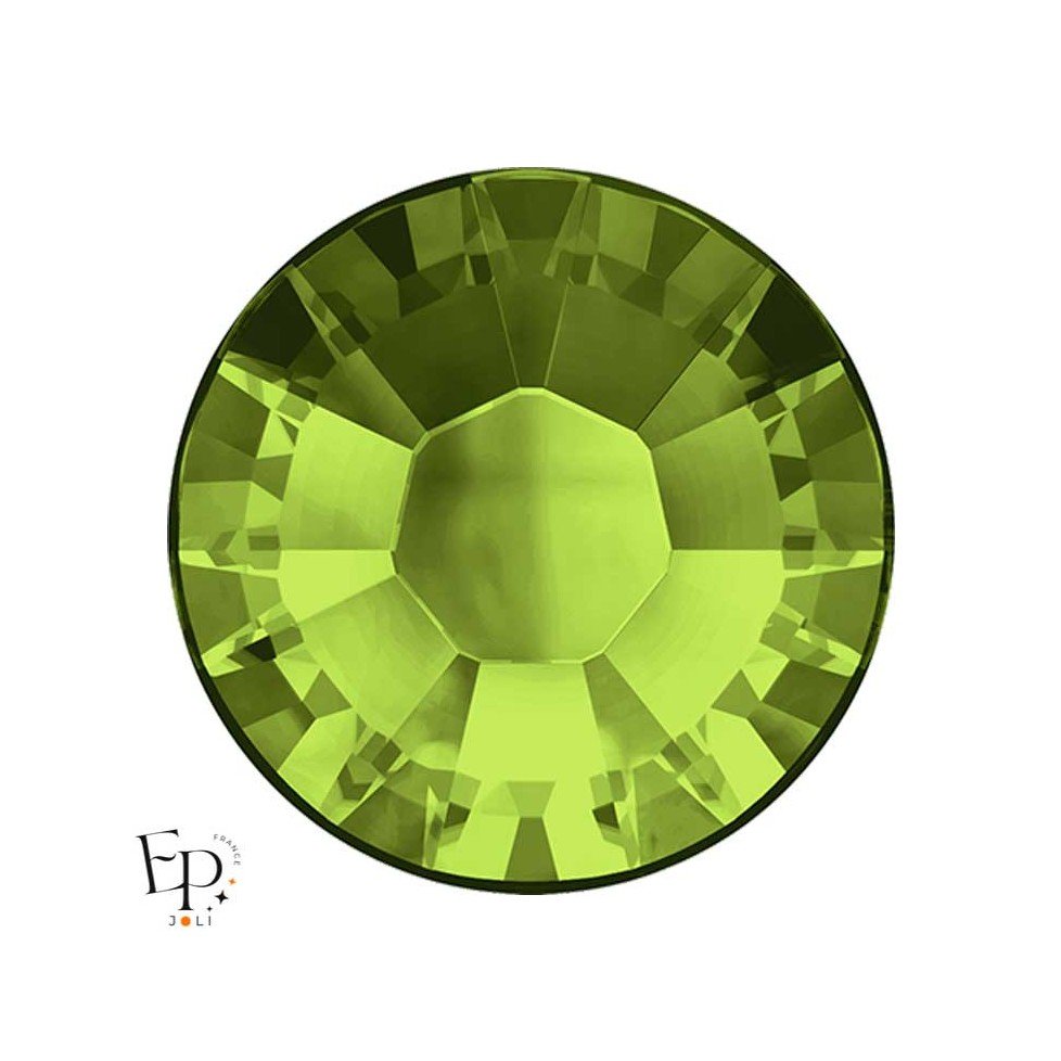Strass Hotfix Swarovski Xilion 2038 SS10 (3 mm) et SS16 (4 mm) coloris Olivine thermocollant Strass Hotfix Swarovski Xilion 2038 SS10 (3 mm) et SS16 (4 mm) coloris Olivine thermocollant