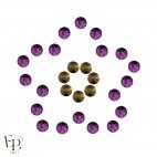 Motif Fleur avec strass Hotfix Swarovski Xilion 2038 SS10 (3 mm) et SS16 (4 mm) coloris Améthyste thermocollant