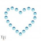Motif Coeur avec Strass Hotfix Swarovski Xilion 2038 SS10 (3 mm) et SS16 (4 mm) coloris Aigue-Marine (Aquamarine) thermocollant