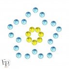 Motif Fleur avec Strass Hotfix Swarovski Xilion 2038 SS10 (3 mm) et SS16 (4 mm) coloris Aigue-Marine (Aquamarine) thermocollant