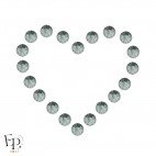 Motif Coeur avec Strass Hotfix Swarovski Xilion 2038 SS10 (3 mm) et SS16 (4 mm) coloris Diamant noir (Black Diamond)