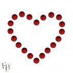 Motif Coeur avec Strass Hotfix Swarovski Xilion 2038 coloris Rouge Siam clair (Light Siam) thermocollant