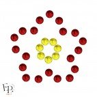 Motif Fleur avec Strass Hotfix Swarovski Xilion 2038 coloris Rouge Siam clair (Light Siam) thermocollant
