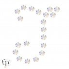 Motif J avec Strass Hotfix Swarovski Xilion 2038 coloris Cristal Aurore Boréale thermocollant