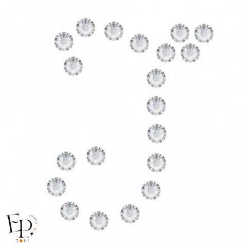 Motif J avec Strass Hotfix Swarovski Xilion 2038 coloris Cristal thermocollant